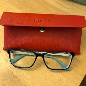 Guess Black and Teal Eyeglasses frames w a case